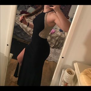 Prom Dress Xscape Navy blue Rhinestone